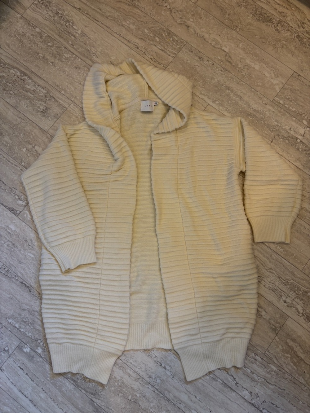 Lush Comfy lounge Cozy Ribbed Open Cardigan - Cream size small